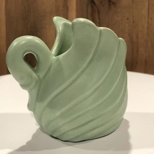 Vintage Schwan Keramik Übertopf Vase grün 3,5x4" MCM unbeschriftet Art Deco elegant - Bild 1 von 8