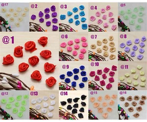 100/1000Pcs Mini Rose Satin Ribbon Flower Wedding Decor Sewing Appliques Craft - Picture 1 of 30