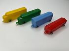 Vintage Hard Plastic Toy 4 Piece Train, 2 Engines, Box Car, Gondola - Original