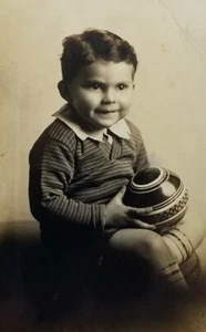 RPPC Boy about 5 year Sonny VTG ball Portrait Real Photo Postcard Tub15 - Picture 1 of 3