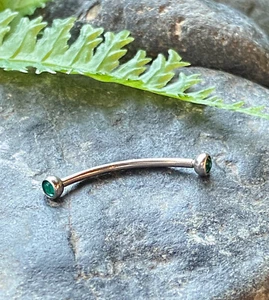 1pc Snake Eye Piercing Curved Barbell Tongue or Eyebrow Ring Double Gem 16g 9/16 - Picture 1 of 17