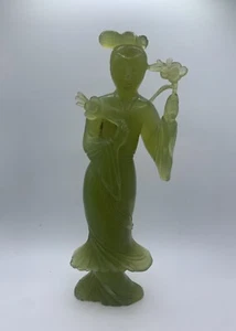 Vintage Chinese Carved Green Stone Figure Statue Kwan Yin/Shen Yun Dance -Read - Picture 1 of 23