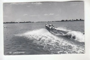 Cook Real Photo Postcard Speedboating at Lakewood Lake View IA - Picture 1 of 1