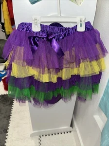 Green yellow purple New Orleans Mardi Gras XL children’s Tulle Skirt Halloween - Picture 1 of 3
