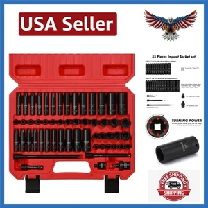 Versatile 55PC 1/4-Inch Drive Impact Socket Set - Shallow & Deep Options - Picture 1 of 10