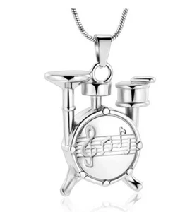 Drum Kit Cremation Urn Pendant Ashes Necklace Funeral Memorial Keepsake UK . - Picture 1 of 6