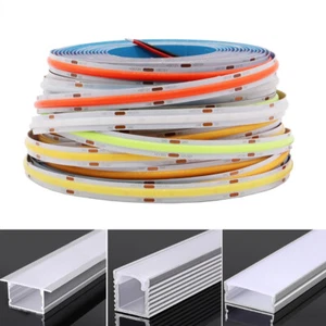 24V 384LEDs/m COB LED Strip Lights Tape / 10Pcs 3.3ft Aluminum Channel Holder - Picture 1 of 54