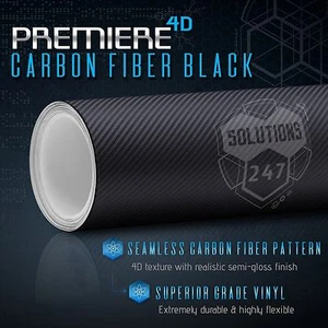 4D Black Carbon Fiber Gloss Vinyl Wrap Air Bubble Free 60" x 72" In / 5FT x 6FT - Picture 1 of 8