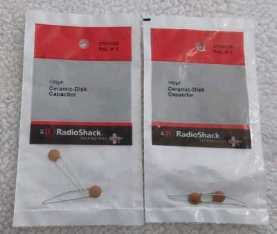 Lote de 2 condensadores de disco de cerámica RadioShack 100pF 2720123  Foto 1 de 2