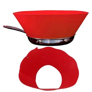 Red Splatter Guard Silicone Anti Oil Splashing Adjustable Frying Pan Wall JY✿ YA - Picture 1 of 12