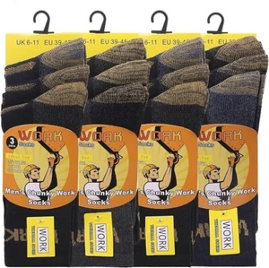 Mens Chunky Work Socks Workwear Boot Socks 6 or 12 pairs UK 6-11 - Picture 1 of 2