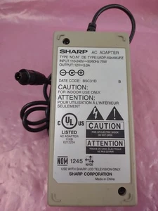 SHARP UADP-A044WJPZ AC Power Adapter 12V 5.0A for LC-20S1U LC-20S2U-S ORIGINAL A - Picture 1 of 3