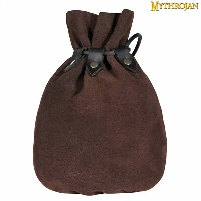 中世纪抽绳皮带袋珠宝硬币维京 LARP 服装配件棕色 — 第 1/4 张图片