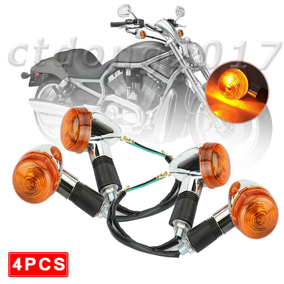 4PCS Turn Signal Lights Blinker Amber For Kawasaki VN Vulcan 500 800 88 900 CT Foto 1 de 4