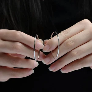 18ct White Gold on Silver SLEEPER HOOP EARRINGS - 10mm / 12mm / 14mm /20mm/40mm - Picture 1 of 8