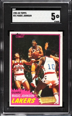 Tarjeta de novato Magic Johnson Solo RC 1981 Topps baloncesto #21 SGC 5 EX Foto 1 de 2