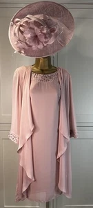 Gina Bacconi UK 14/16 Pink Dress Jacket Wedding Mother Guest Races Party Outfit - Picture 1 of 24