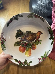 Michel Design Works Melamine Christmas round serving bowl In a Pear Tree 12" - Picture 1 of 4