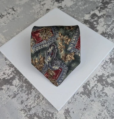 VTG Bill Blass Men's Silk Tie Floral Pattern Classic Length Green Red - Image 1 of 4