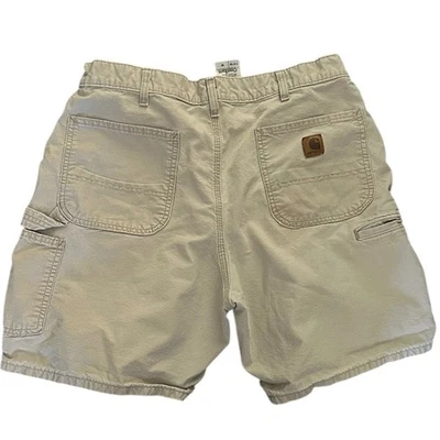 Carhartt Mens Tan Canvas Work Carpenter Shorts Size 38 Cotton Utility - Image 1 of 4