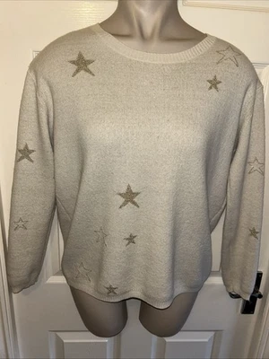 S Cream With Gold Stars Merino Wool Blend Jumper By Hush - Image 1 of 4