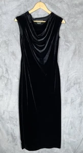 Vintage Laura Ashley Velvet Occasion Dress Small Black Made In Hong Kong - Picture 1 of 6