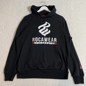 Rocawear Pullover Black Hoodie Y2K Spellout Classic Logo Hip Hop Drip Fam XL - Picture 1 of 11