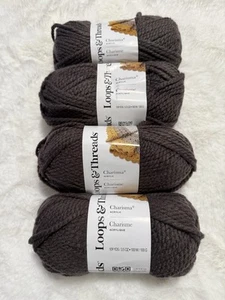 Lot Of 4 Loops & Threads Charisma Acrylic Yarn Walnut Multi 5 Bulky Weight - Picture 1 of 5