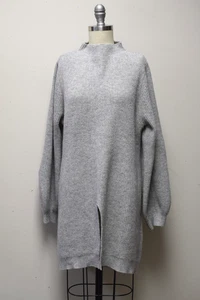 GUDRUN SJODEN Light Gray Oversized Rib Knit Funnel neck Pullover Sweater Tunic S - Picture 1 of 5