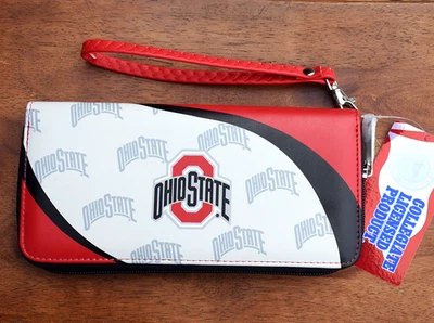 NEW Women's Ohio State Buckeyes NCAA Wallet Curve Zip Wrist Purse - Image 1 of 4