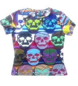 Libertine Skull Graphic Print T-Shirt Short Sleeve Crew Neck Cotton Blend Size S - Picture 1 of 7