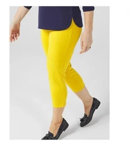 Women with Control Tummy Control Prime Stretch Denim Crop Trousers Petite 3XL - Picture 1 of 4
