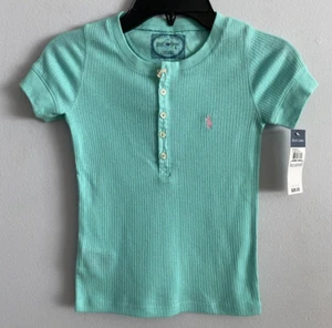 Polo Ralph Lauren Short Sleeved Top T-Shirt Teal Blue Cotton Girl's Size 4T NWT - Picture 1 of 2