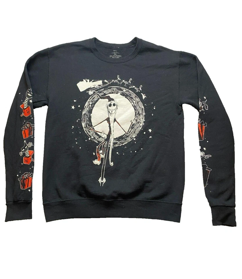 Nightmare Before Christmas Sweatshirt Womens Small Black Jack Skellington Disney - Image 1 of 4