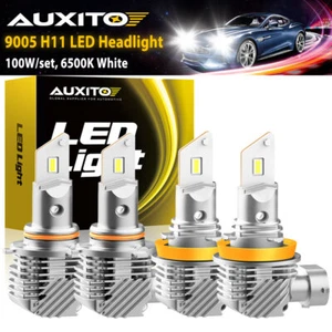 AUXITO Combo 9005 H11 LED Headlight Kit Bulbs High Low Beam Super White 60000LM - Picture 1 of 14