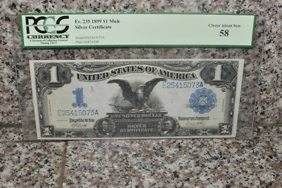 1899- $1 Mule Silver Certificate Black Eagle  Pcgs Au 58 - Image 1 of 2