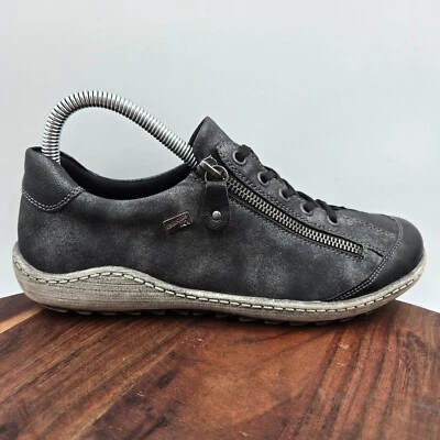 Tênis Remonte Liv Feminino 38/7 Preto Cinza Conforto Zíper com Cadarço Rieker - Imagem 1 de 4