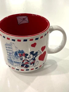 Disney Parks Mickey + Minnie Mouse Love Letter Coffee Mug Epcot World Showcase - Picture 1 of 7