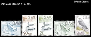 ICELAND 1960 SC 319 - 323 ICELANDIC FISH AND BIRDS 25a - 25k MNH OG VERY FINE - Picture 1 of 2
