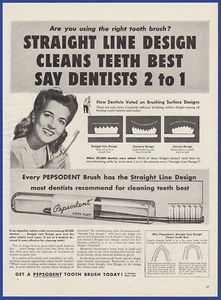 Vintage 1944 PEPSODENT Tooth Brursh Dental Hygiene WWII Art Décor 40's Print Ad - Picture 1 of 1