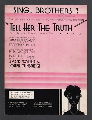 Andrew Tombes "TELL HER THE TRUTH" Louise Kirtland 1932 Musical FLOP Sheet Music - Image 1 of 3