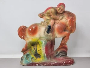 Vintage Carnival Chalkware Horse & Rider Statue Figurine - Picture 1 of 18