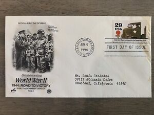 1st Day Issue WWII ‘44 Normandy Anniversary Red Bull X press Stamped Envelope 