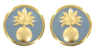 Pair Of Military School Collar Insignia Saint Cyr Coetquidan Uniform - Picture 1 of 1