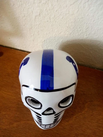 Indianapolis Colts, Skull Helmet, Ceramic MX. Clay Figure, Hand made/Painted 3'' Cover