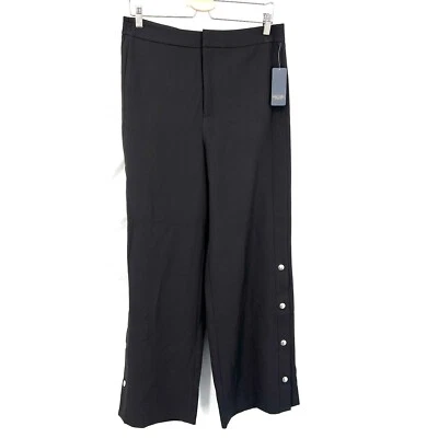 New Rachel Roy Rani high rise wide leg snap track dress pants black career 12 - Image 1 of 4