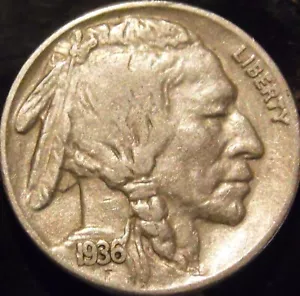 Buffalo Nickel 1936-S AU - Imagen 1 de 2