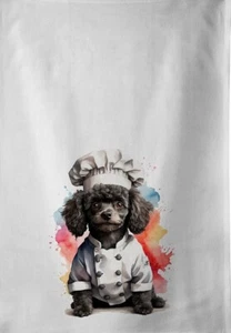 Black Miniature Poodle Chef Dish Towel - Picture 1 of 1