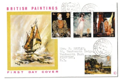 12/8/1968 UK GB FDC - British Paintings - Boat in Storm - Golders Green CDS P/M - Image 1 of 2