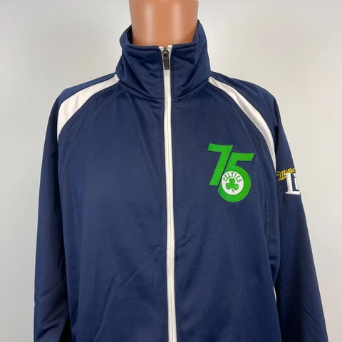 Boston Celtics 75th Anniversary Team Track Jacket NBA Basketball Embroidered L Cover